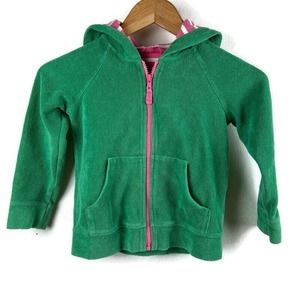 Mini Boden Jacket Girls 5-6 Years Green Pink Terry Cloth Spring Colorful